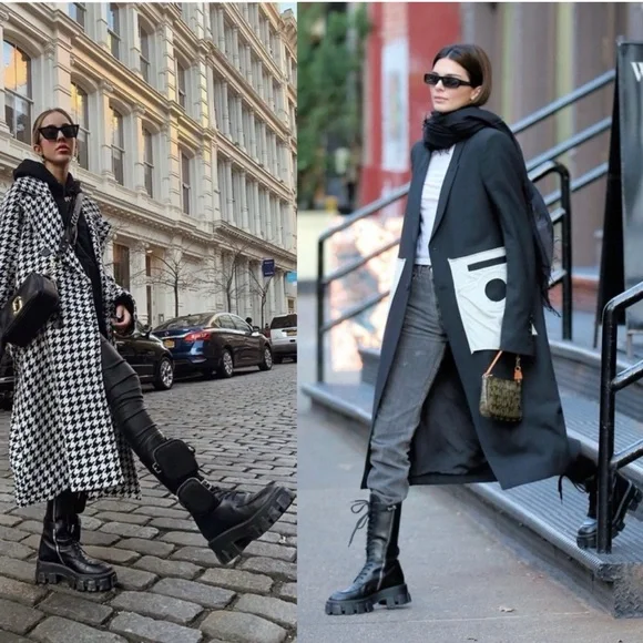 Prada Monolith Black Leather Combat Boots With Removable Pouches Tall Boot Sz 37 - Picture 12 of 12